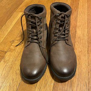 Brown Faux Leather Lace-Up Boot - ASOS Design